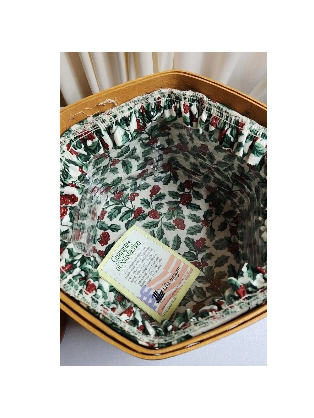 Longaberger 1997 Holiday Hostess Snowflake Basket Christmas Collection Lid Liner